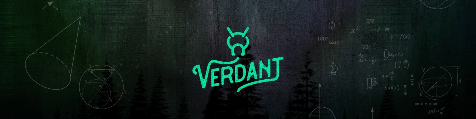 Verdant logo over a forest and mathematical diagrams